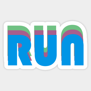 Run - inspirational retro text design - motivation (blue on white) Sticker